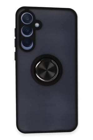 Newface Samsung Galaxy A35 5G Kılıf Montreal Yüzüklü Silikon Kapak - Siyah