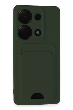 Newface Xiaomi Redmi Note 13 Pro 4G Kılıf Kelvin Kartvizitli Silikon - Koyu Yeşil