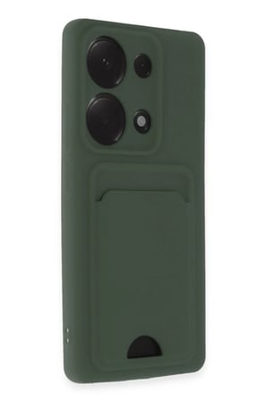 Newface Xiaomi Redmi Note 13 Pro 4G Kılıf Kelvin Kartvizitli Silikon - Koyu Yeşil