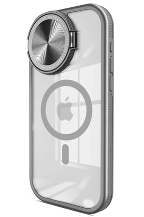Newface Apple iPhone 15 Pro Max Kılıf Teleskop Lens Magsafe Silikon Kapak - Titan Gri