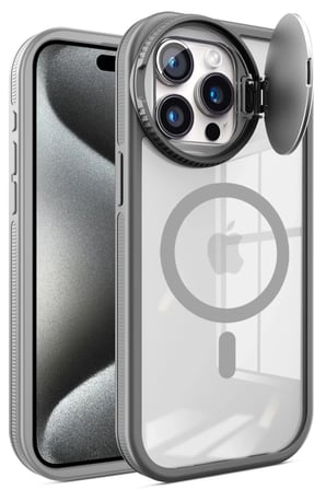Newface Apple iPhone 15 Pro Max Kılıf Teleskop Lens Magsafe Silikon Kapak - Titan Gri