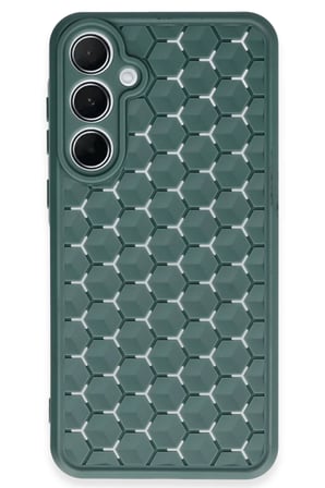 Newface Samsung Galaxy A55 5G Kılıf Petek Silikon Kapak - Koyu Yeşil