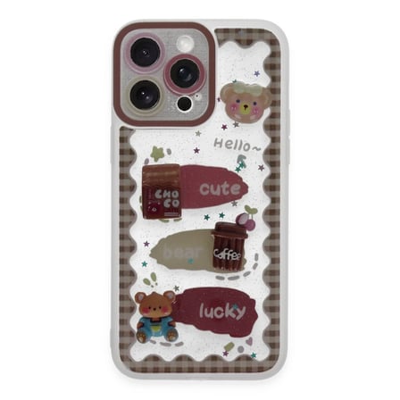 Newface Apple iPhone 14 Pro Kılıf Sweet Desenli Silikon Kapak - Şeffaf