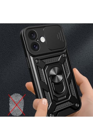 Newface Apple iPhone 16 Kılıf Pars Lens Yüzüklü Silikon - Lacivert