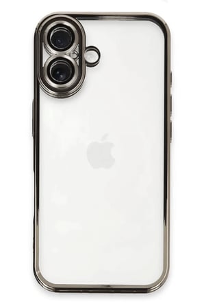 Newface Apple iPhone 16 Kılıf Razer Lensli Silikon - Titanyum Gri