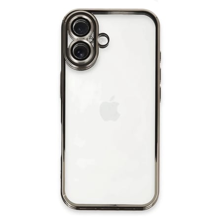 Newface Apple iPhone 16 Kılıf Razer Lensli Silikon - Titanyum Gri
