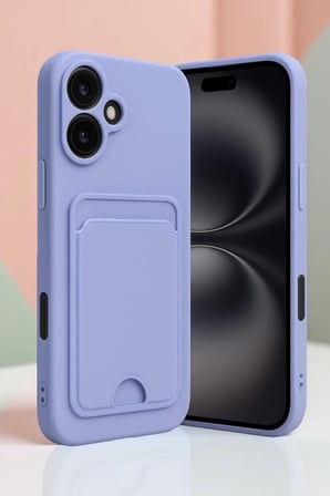 Newface Apple iPhone 16 Kılıf Kelvin Kartvizitli Silikon - Lila