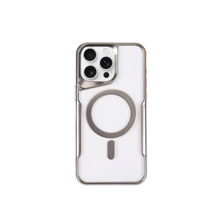 Newface Apple iPhone 15 Pro Max Kılıf Boyi Magsafe Silikon Kapak - Gümüş