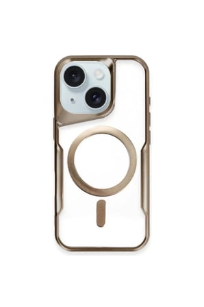 Newface Apple iPhone 15 Plus Kılıf Boyi Magsafe Silikon Kapak - Kahverengi