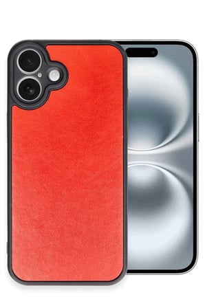 Newface Apple iPhone 16 Plus Kılıf Aras Deri Kapak - Kırmızı