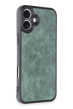 Newface Apple iPhone 16 Plus Kılıf Aras Deri Kapak - Koyu Yeşil