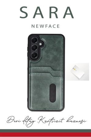 Newface Samsung Galaxy S24 FE Kılıf Sara Kartvizitli Deri Kılıf - Kırmızı