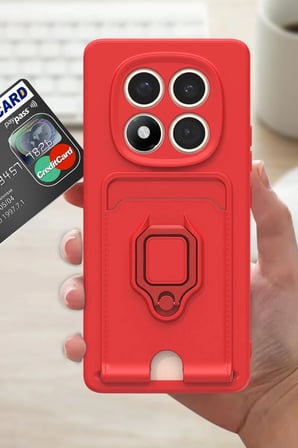 Newface Xiaomi Redmi Note 14 Pro 5G Kılıf Zuma Kartvizitli Yüzüklü Silikon - Pembe