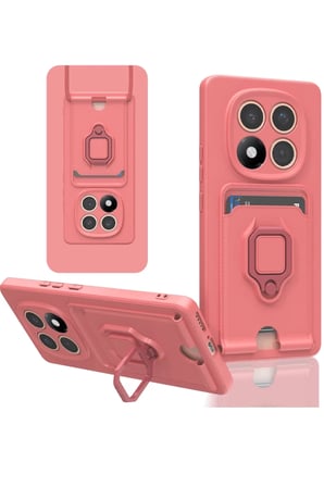 Newface Xiaomi Redmi Note 14 Pro Plus Kılıf Zuma Kartvizitli Yüzüklü Silikon - Pembe