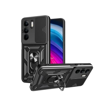 Newface Realme C75 4G Kılıf Pars Lens Yüzüklü Silikon - Siyah