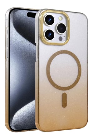 Newface Apple iPhone 15 Pro Max Glossy Magsafe Kapak - Çöl Titanyum