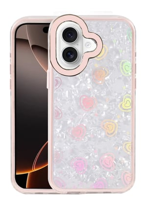 Newface Apple iPhone 16 Lumi Desenli Kapak - Pembe