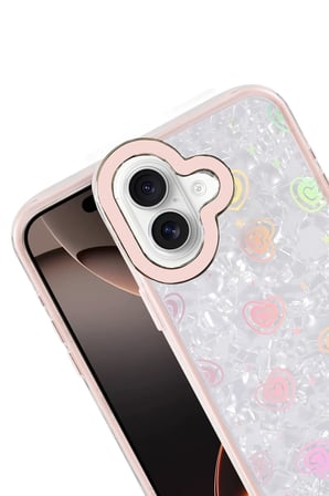 Newface Apple iPhone 16 Lumi Desenli Kapak - Pembe