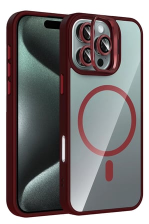 Joko Apple iPhone 16 Pro Remim Lensli Magsafe Standlı Kapak - Bordo