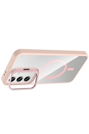 Joko Samsung Galaxy S24 FE Remim Lensli Magsafe Standlı Kapak - Pembe