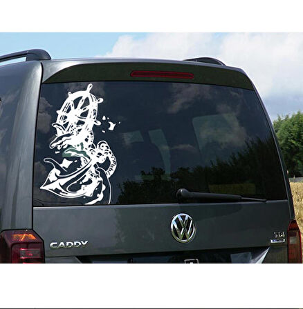 30 x 21 cm Gemi Çapası ve Gemi Dümeni Off Road karavan Sticker