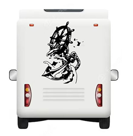 30 x 21 cm Gemi Çapası ve Gemi Dümeni Off Road karavan Sticker