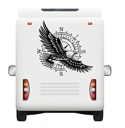 120 x 120 cm Pusula Kartal Off Road Karavan Sticker