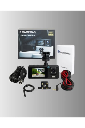 Sayarmarkt 3 Kameralı Araç İçi Kamera 1080P HD Kayıt Döngü Video Geri Görüş Kamerası 2 İnç Ekran Park Modu