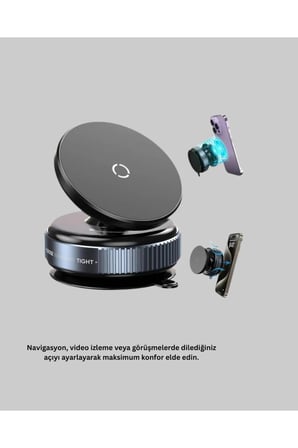 Sayarmarkt Araç Telefon Tutucu Siyah Gümüş Manyetik 360° Döner