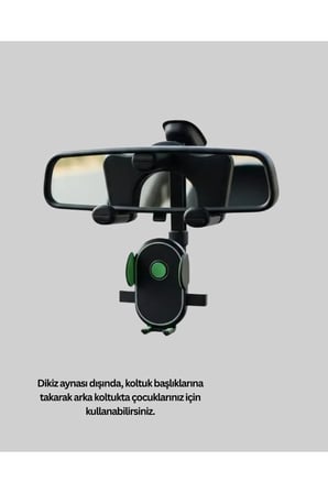 Sayarmarkt Araç İçi Dikiz Aynası Telefon Tutucu Siyah Yeşil Manyetik Vantuzlu