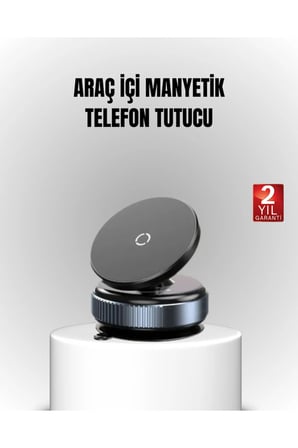 Sayarmarkt Araç İçi Telefon Tutucu Manyetik Vantuzlu Siyah Gümüş 360 Derece