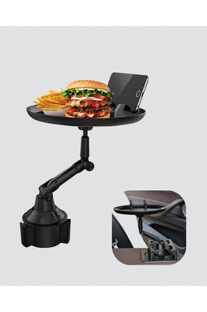 Sayarmarkt Direksiyon Masası Araç Bardaklık Tepsisi Telefon Standlı 360° Döner Geniş Yemek Alanlı