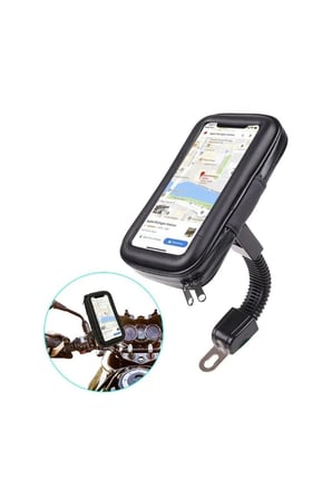 Sayarmarkt Su Geçirmez Motosiklet Telefon Tutucu Siyah Dokunmatik Ekranlı GPS Navigasyon Gidon Aparatı