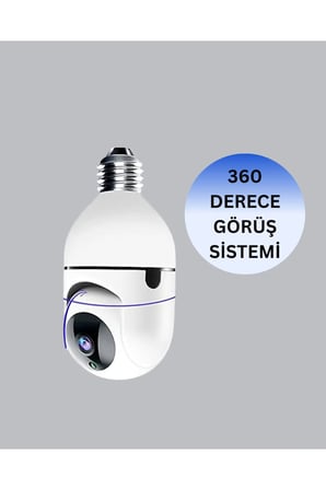 Sayarmarkt Ampul Güvenlik Kamerası Full HD Gece Görüşlü 360 Derece WiFi 200m Görüş Mesafesi