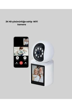 Sayarmarkt Beyaz 2K IP Kamera Kablosuz WiFi 2.4 GHz Hareket Sensörlü Gece Görüşlü Çift Yönlü Sesli Görüntü