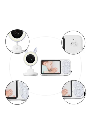 Sayarmarkt Bebek Kamerası Full HD 2.4 GHz WiFi 200m Kablolu Kablosuz Gece Görüşlü Sesli İletişim Sıcaklık Sensörlü