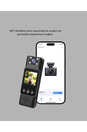 Sayarmarkt Mini Kamera Full HD 1080P 1.3 İnç TFT Ekran 180 Derece Hareket Sensörlü WiFi Bluetooth 2.4 GHz Kablolu Kablosuz 200m