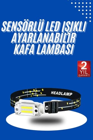 Sayarmarkt Sensörlü Kafa Lambası Şarjlı LED Su Geçirmez Yüksek Işıklı Ayarlanabilir Aydınlatma