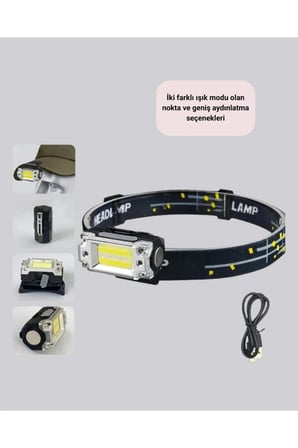 Sayarmarkt Şarjlı LED Kafa Lambası COB XPE Beyaz Işıklı Sensörlü Lityum Bataryalı