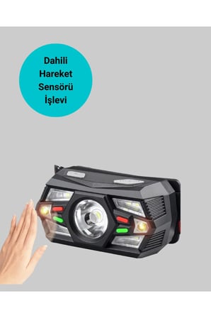 Sayarmarkt El Sensörlü LED Suya Dayanıklı Şarjlı Kafa Lambası