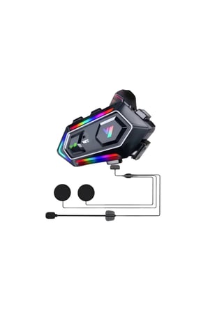 Sayarmarkt RGB Işıklı Motorsiklet Intercom Çift Telefon Destekli Çok Renkli
