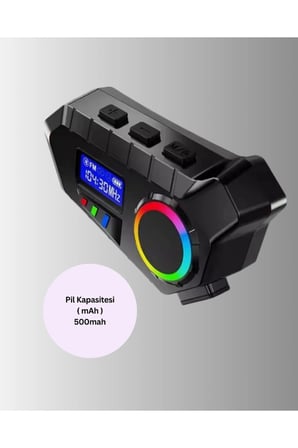 Sayarmarkt Motorsiklet Kask Intercom Bluetooth 5.4 500mAh Suya Dayanıklı IP65 FM Radyo Çok Renkli LED