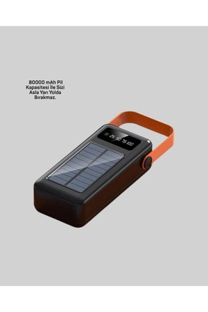 80000 mAh Yüksek Kapasiteli Solar Powerbank Dijital Göstergeli