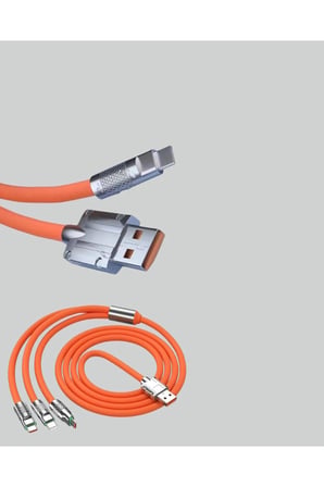 Sayarmarkt 3'ü 1 Arada Şarj Kablosu 120W Hızlı Şarj Veri Aktarımı 1.2 Metre Micro-USB Lightning Type-C
