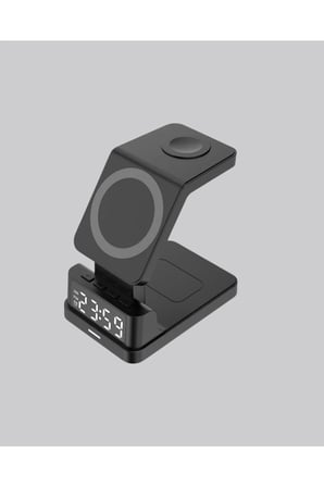 Sayarmarkt Kablosuz Şarjlı Masa Saati Çok Renkli Hızlı Şarj IOS Uyumlu 3 Parlaklık Seviyeli LED