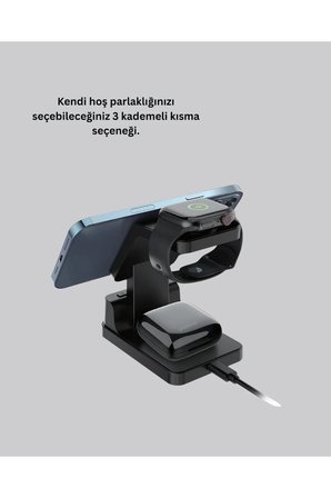 Sayarmarkt Kablosuz Şarjlı Masa Saati Çok Renkli Hızlı Şarj IOS Uyumlu 3 Parlaklık Seviyeli LED