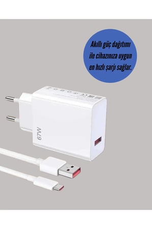 Sayarmarkt 67W Hızlı Şarj Adaptörü ve Type-C Kablo Seti Beyaz