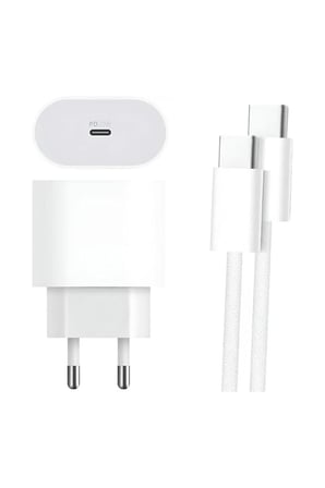 Sayarmarkt 35W USB-C Hızlı Şarj Adaptörü Beyaz Type-C to C Kablo Seti Akım Korumalı