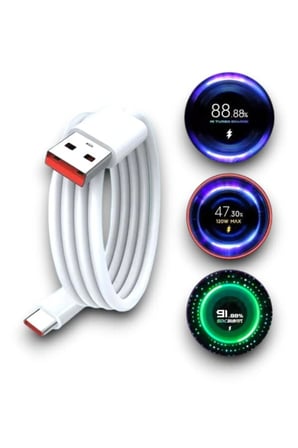 Sayarmarkt 120W USB Type-C Şarj Cihazı Beyaz Çift Çıkışlı Hızlı Şarj Adaptörü Kablosu
