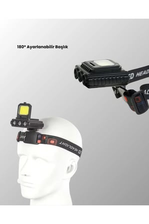 Şarjlı LED Kafa Lambası 800 Lümen COB XPE Ayarlanabilir Başlık